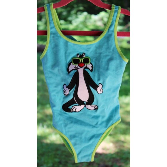 90s WB Warner Bros Store Sylvester Girl Bathing Swim Suit 1pc TealSummer Pool